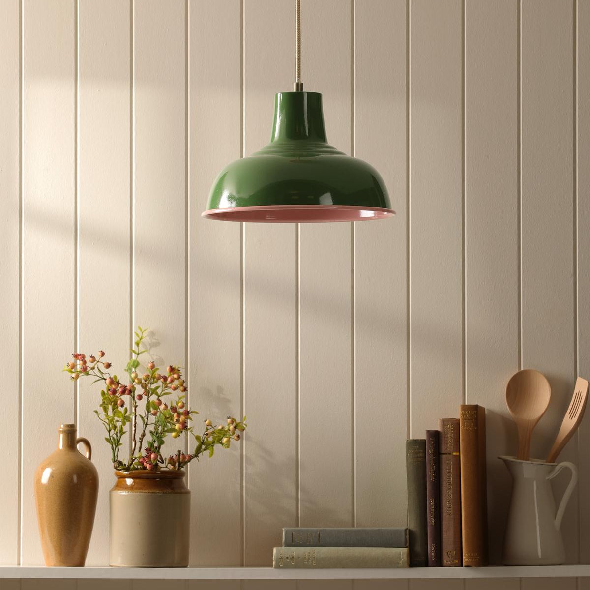 Hatfield Pendant in Gloss Green & Pink