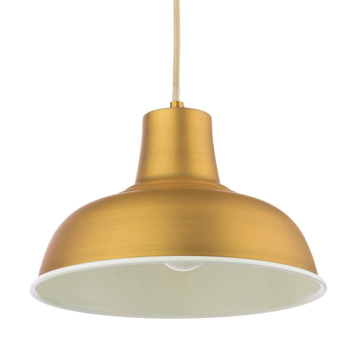 Joules Hatfield pendant light in matt antique brass with a cream interior