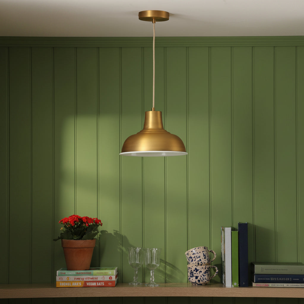 Hatfield Pendant in Matt Antique Brass & Cream