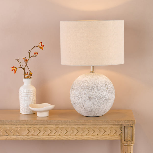 Havana Small Ceramic Table Lamp with White Linen Shade