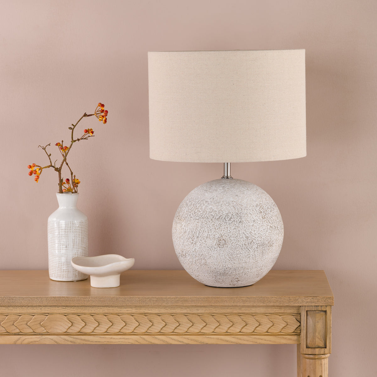 Havana Small Ceramic Table Lamp with White Linen Shade