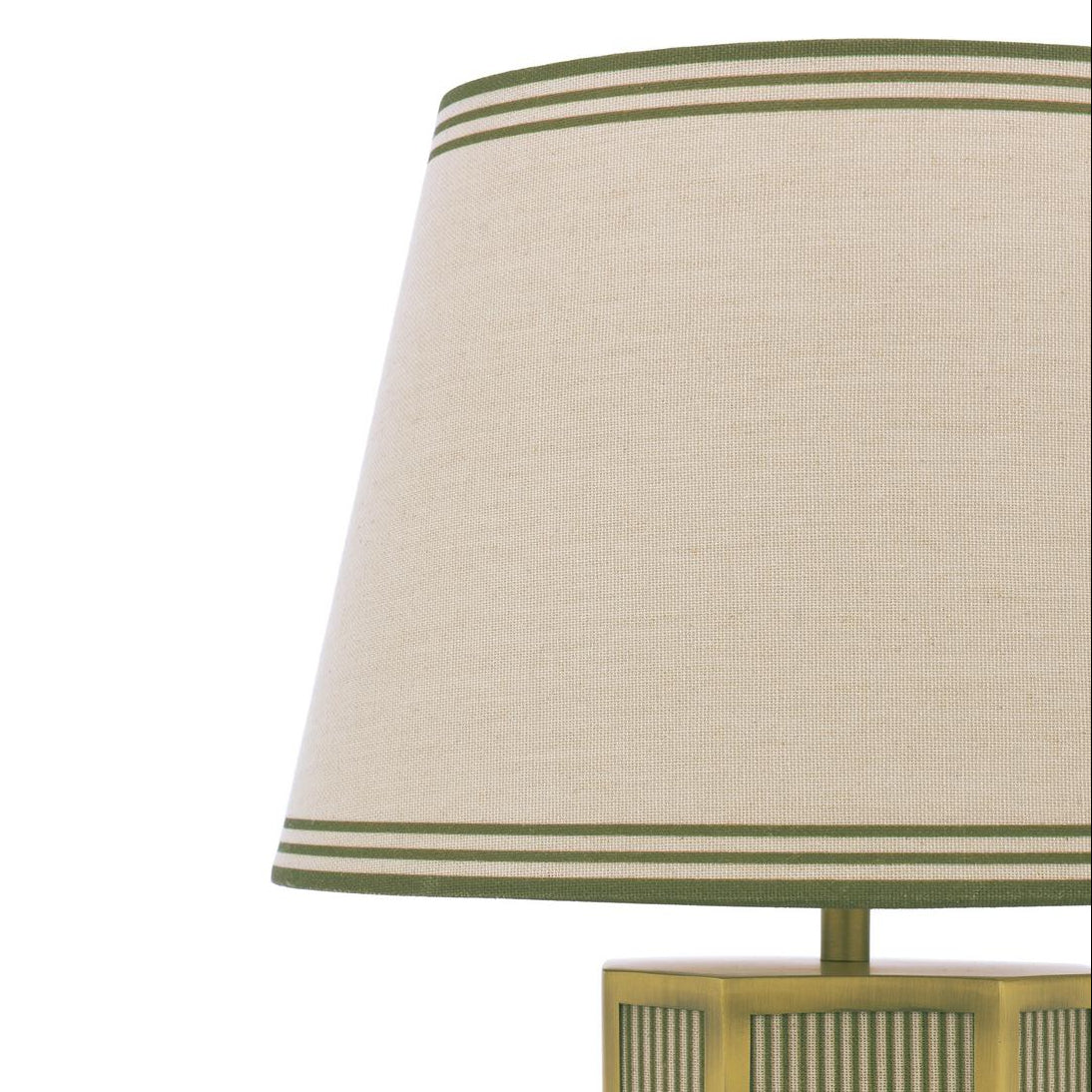 Helmingham Table Lamp In Antique Brass & Green with Tapered Linen Shade