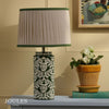 Highclere Ceramic Table Lamp in Green with Pleated Linen Shade