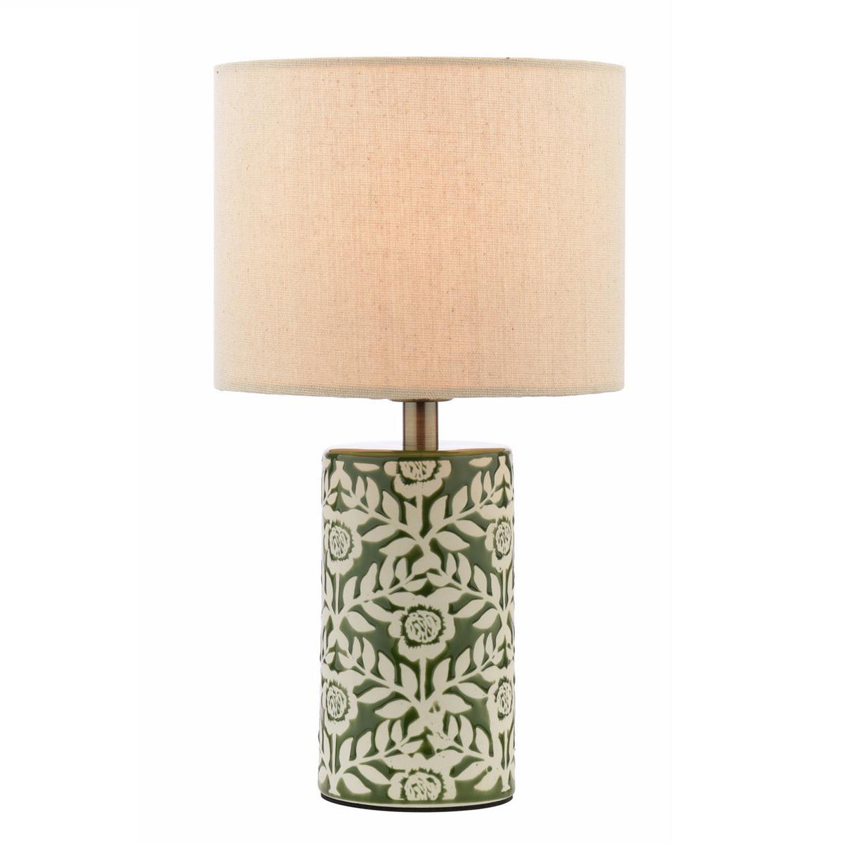 Twin Pack of Small Highclere Ceramic Table Lamps in Green with Cream Linen Shade