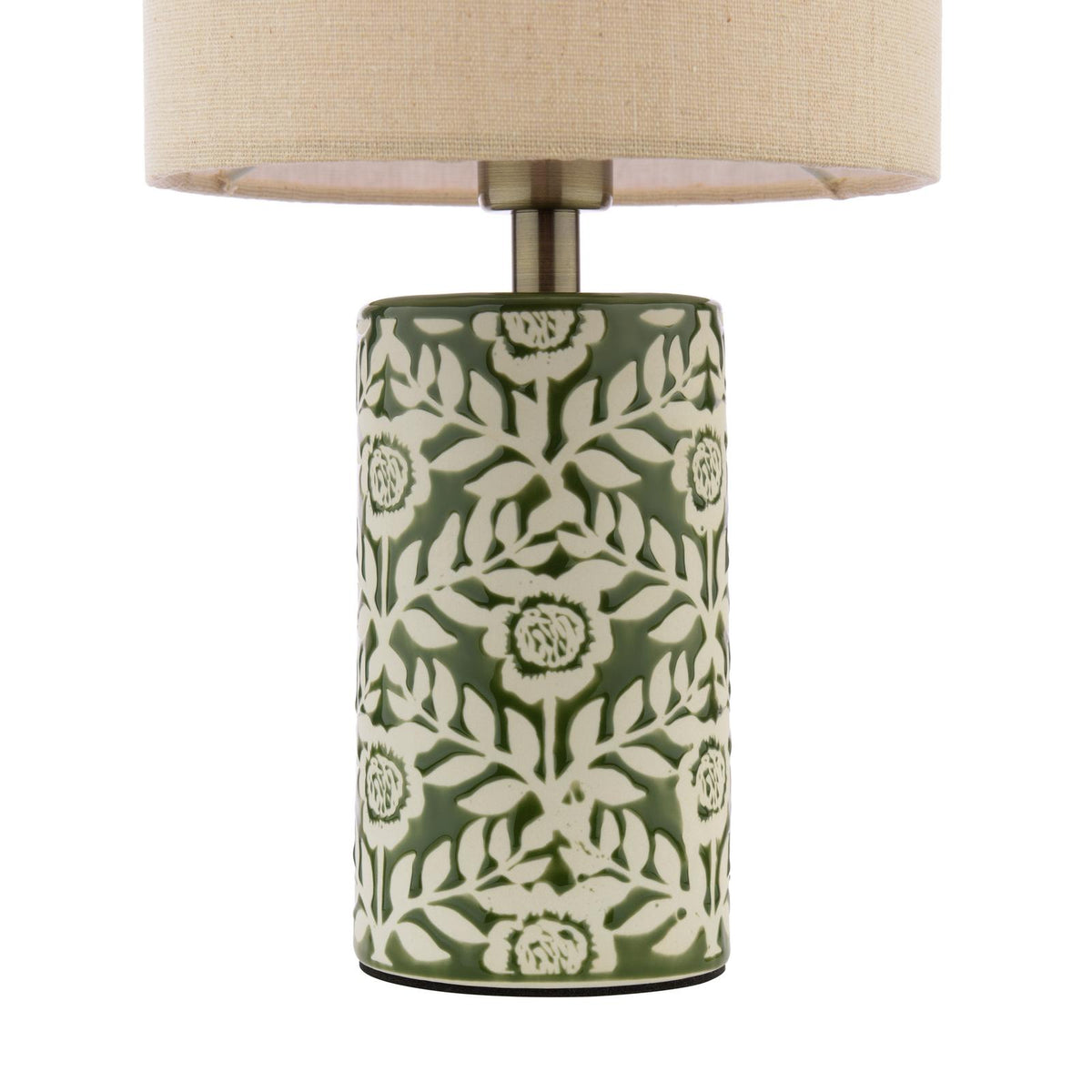 Twin Pack of Small Highclere Ceramic Table Lamps in Green with Cream Linen Shade