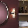 Hilaria IP44 Polished Chrome Up & Down Wall Light with Clear Ribbed Glass Shades