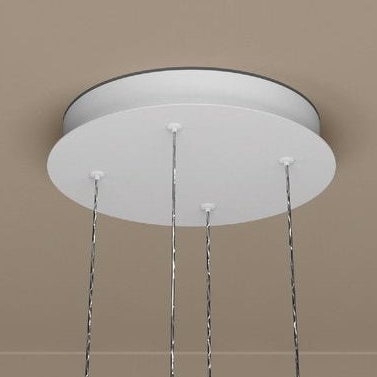 White round ceiling rose with four silver cables