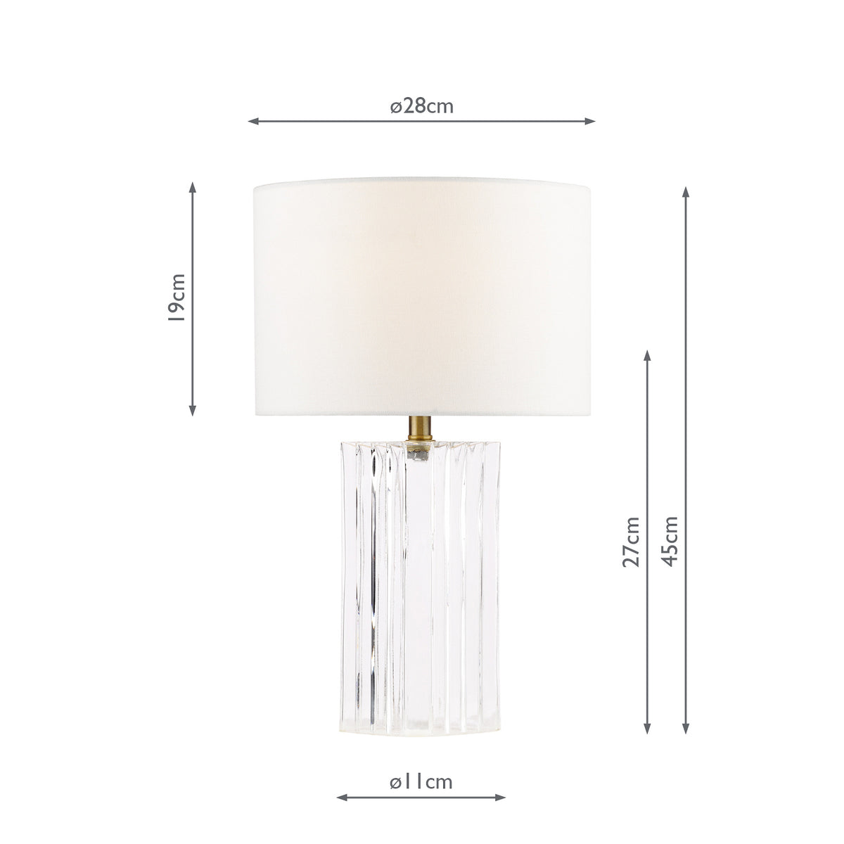 Iggy Ribbed Clear Glass Table Lamp with White Linen Shade