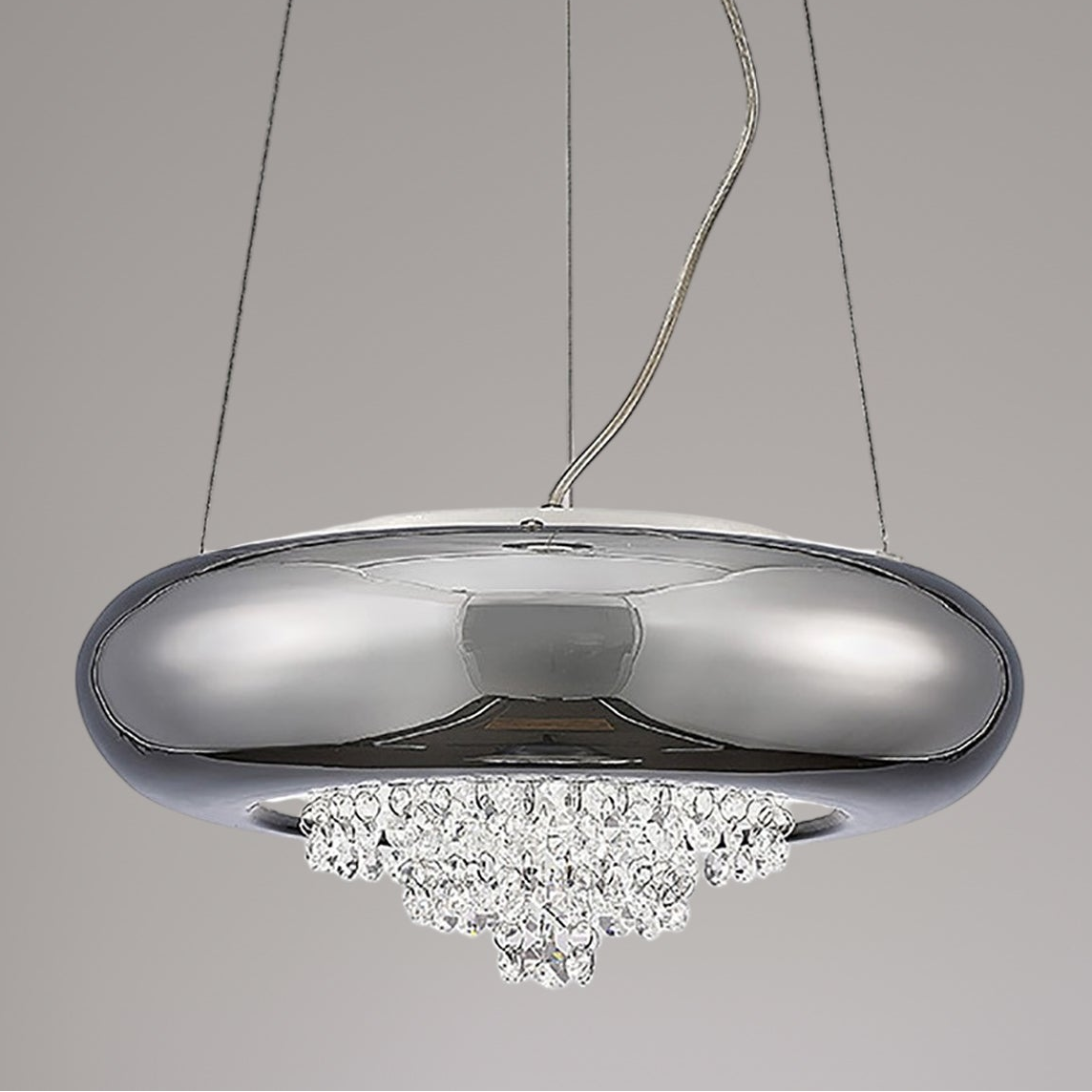 Phyllis Large 3 Light Pendant Light in Polished Chrome with Clear Crystal