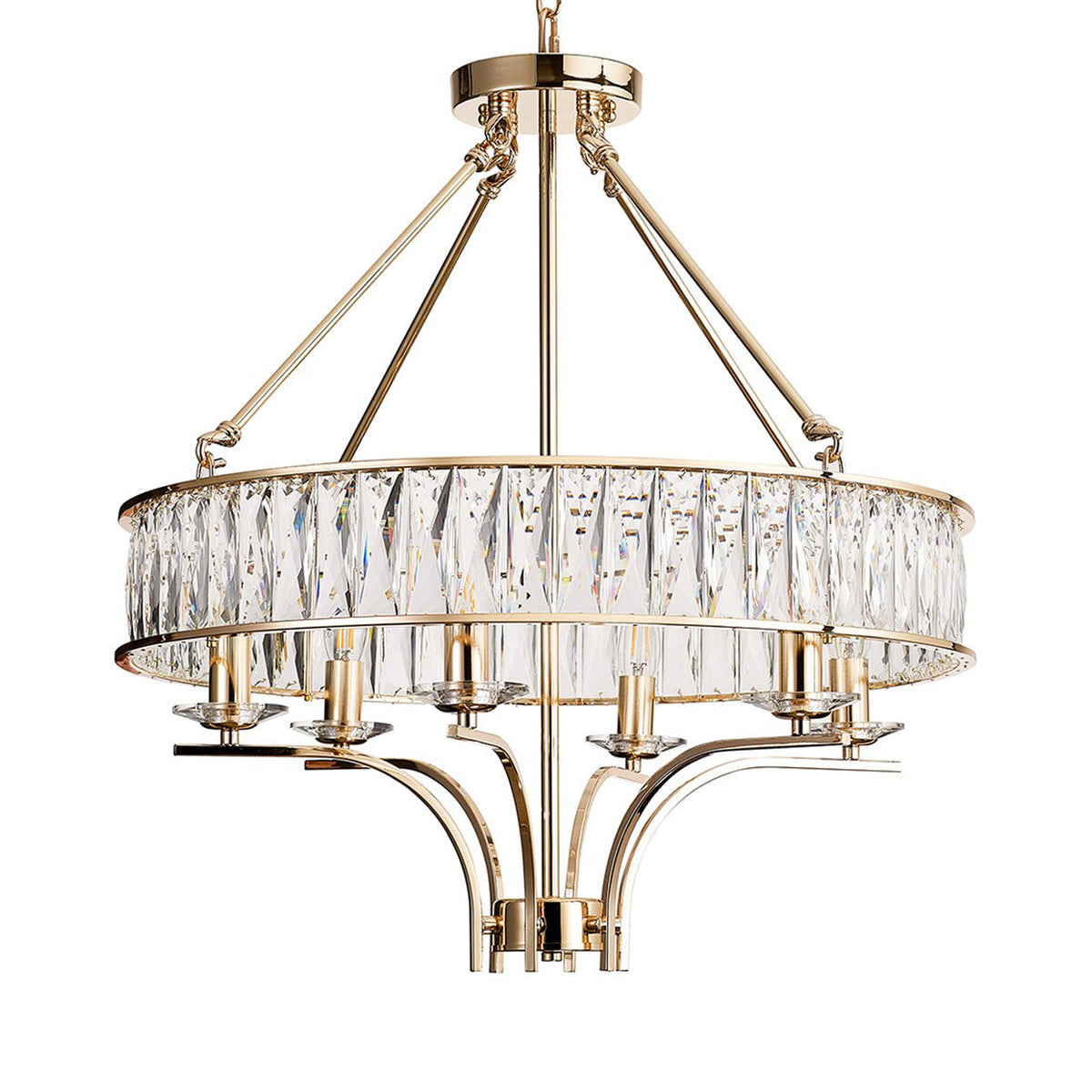 Vivienne 6 Light Chandelier or Semi Flush in French Gold & Clear Crystal