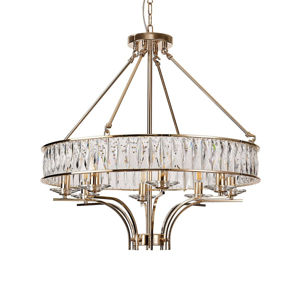 Vivienne 8 Light Chandelier or Semi Flush in French Gold & Clear Crystal