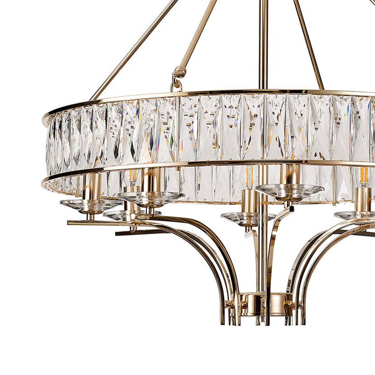 Vivienne 8 Light Chandelier or Semi Flush in French Gold & Clear Crystal
