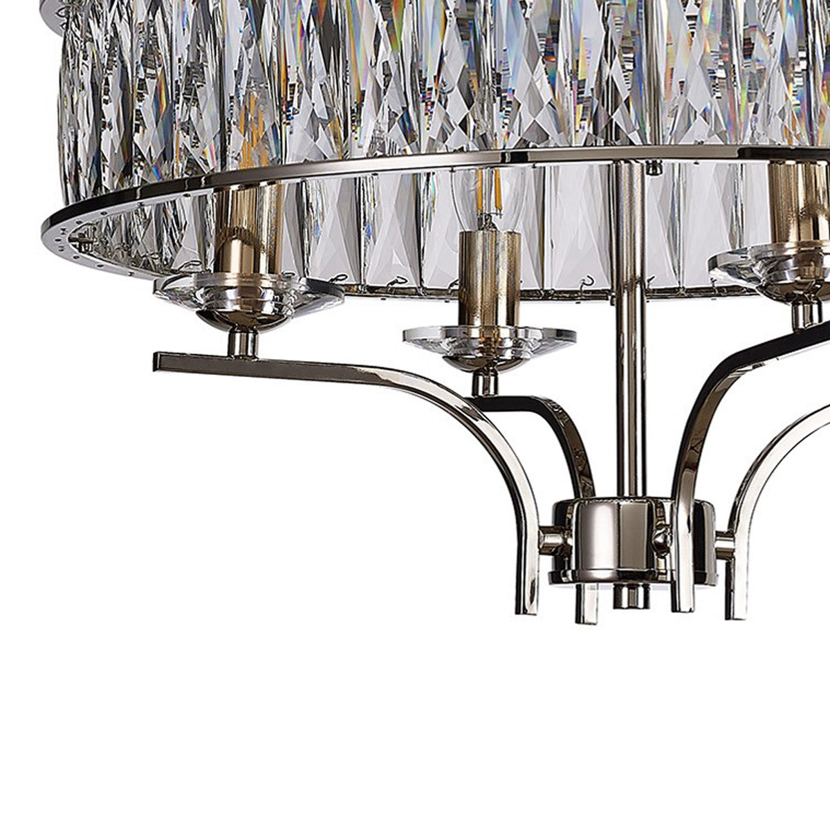 Vivienne 4 Light Semi Flush Ceiling Light in Polished Nickel & Clear Crystal