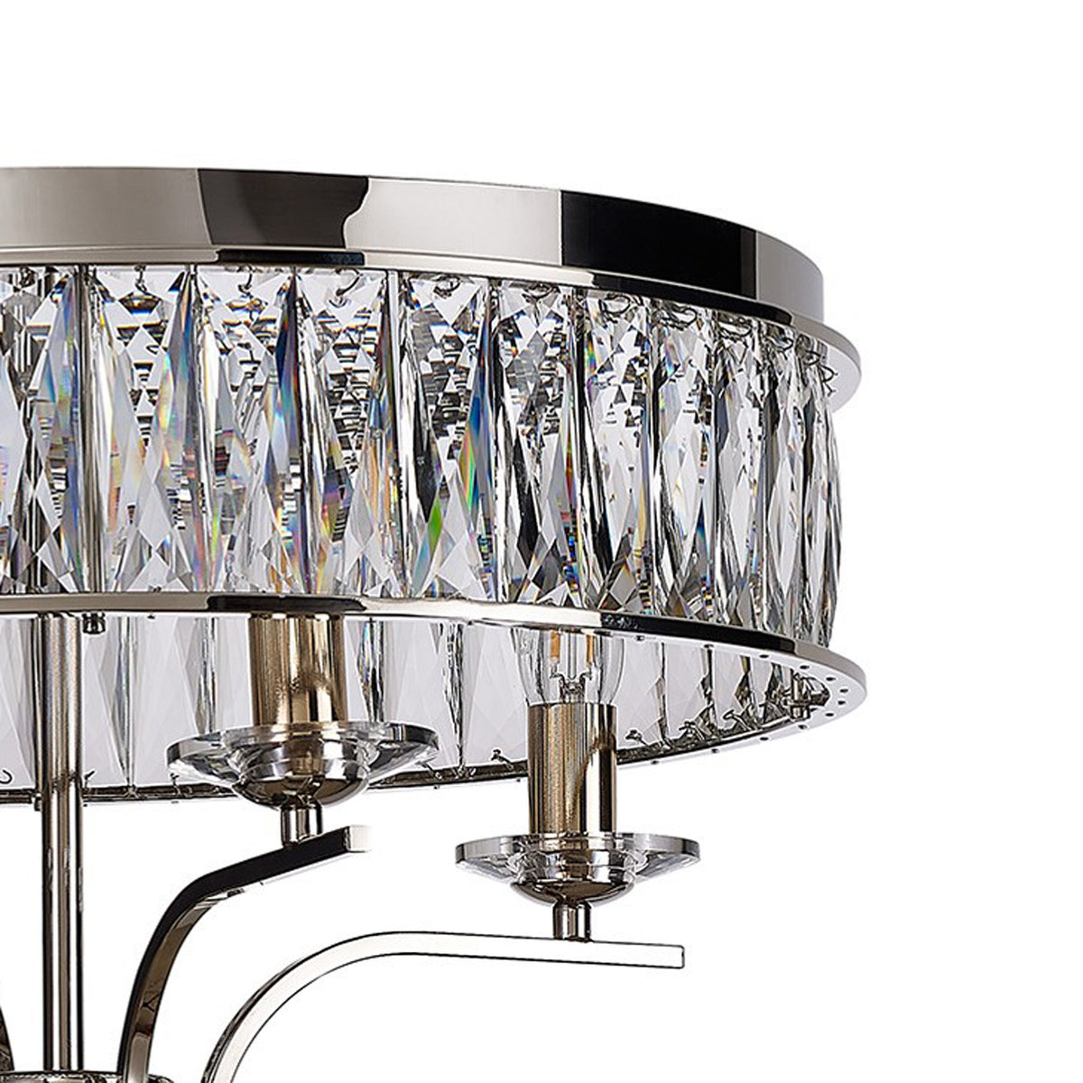 Vivienne 4 Light Semi Flush Ceiling Light in Polished Nickel & Clear Crystal