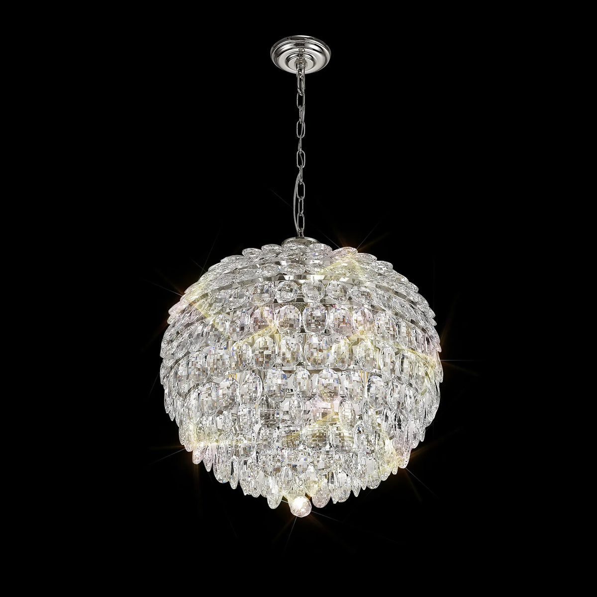 Coniston 9 Light Clear Crystal Pendant Light in Polished Chrome