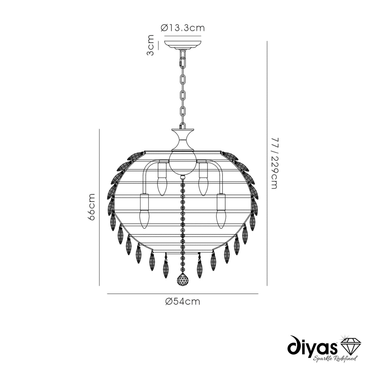 Coniston 9 Light Clear Crystal Pendant Light in Polished Chrome