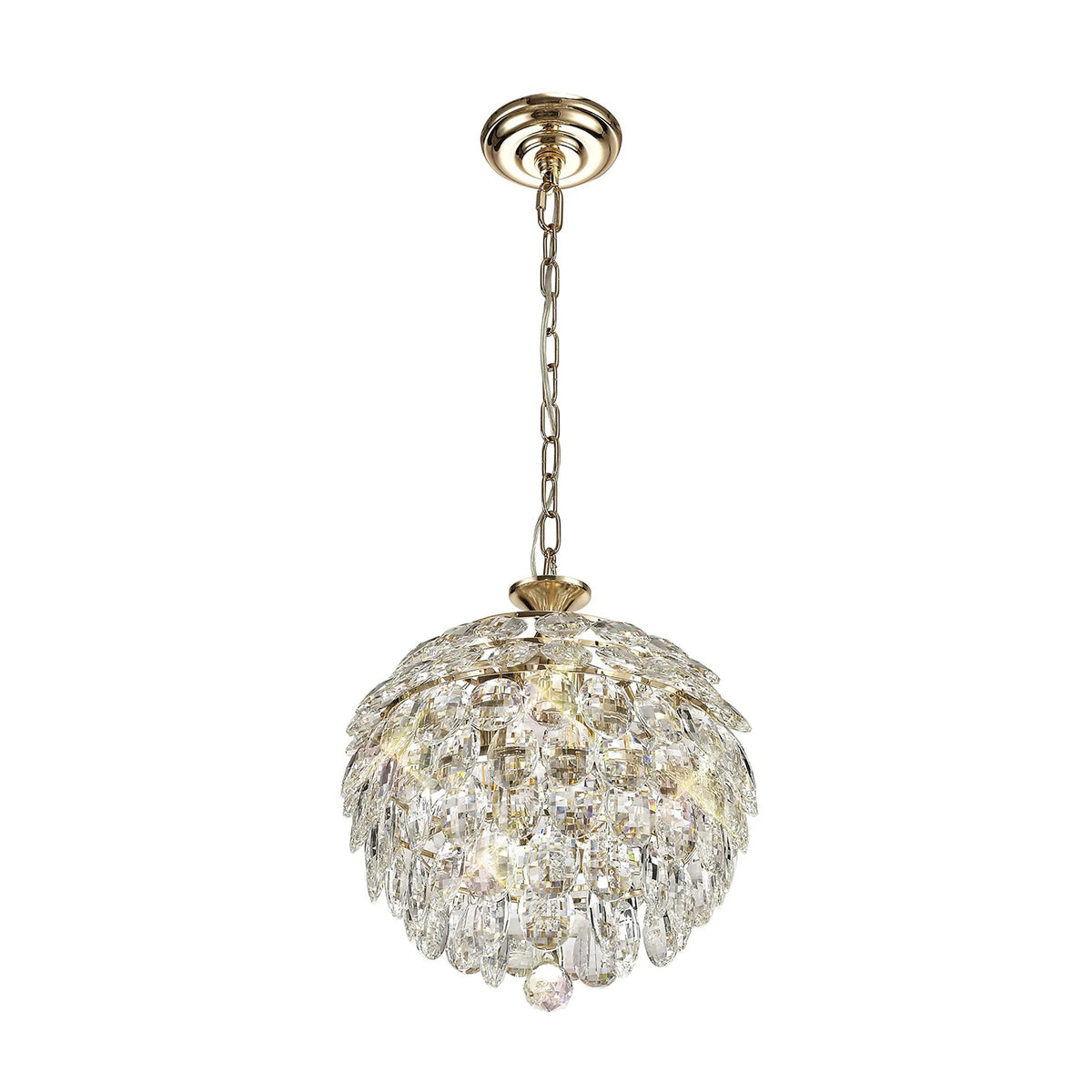 Coniston 3 Light Clear Crystal Pendant in French Gold