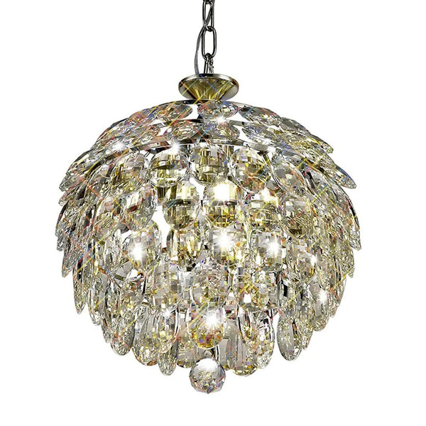 Coniston 3 Light Clear Crystal Pendant Light in Polished Chrome