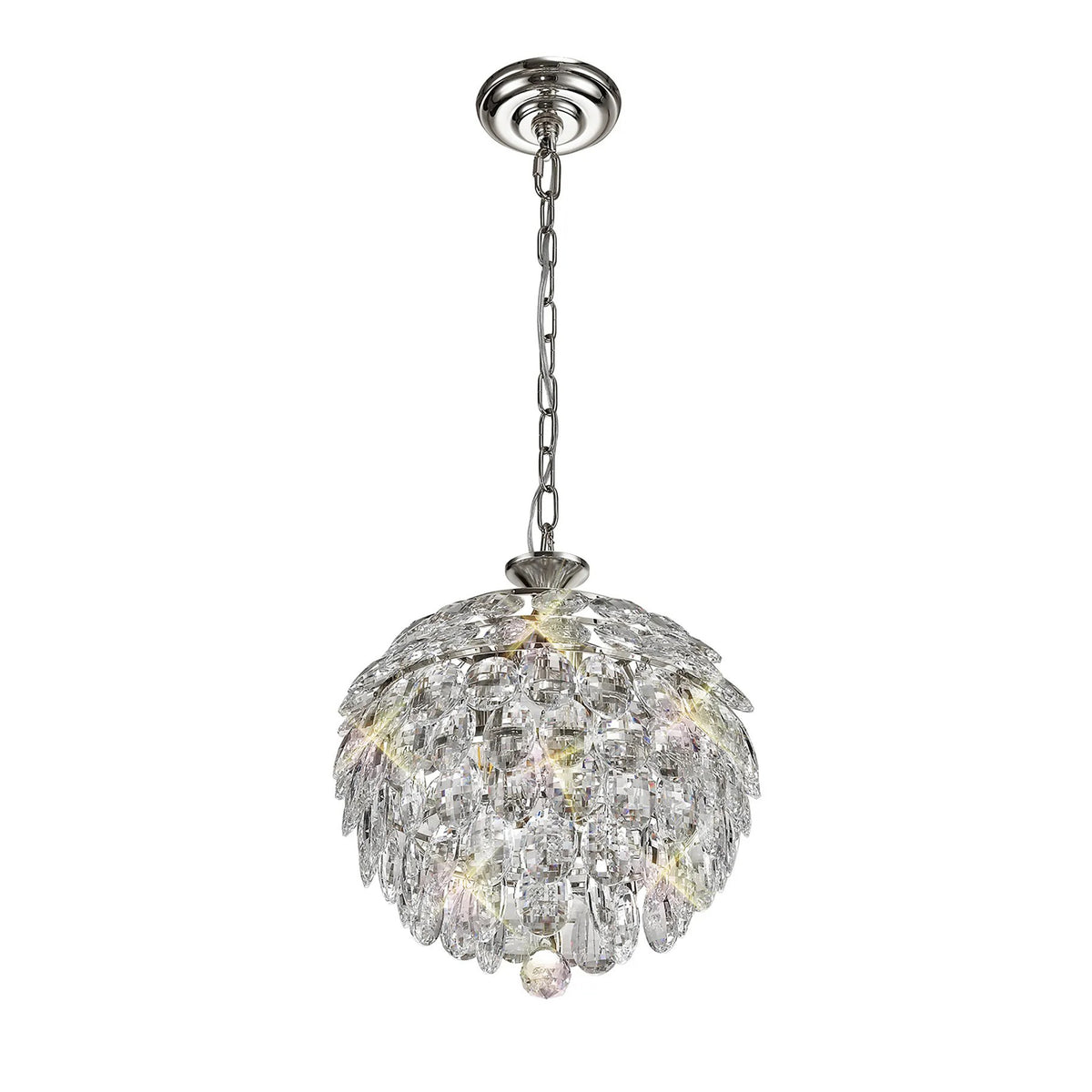 Coniston 3 Light Clear Crystal Pendant in Polished Chrome