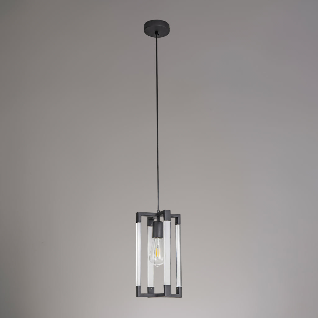 Canto Pendant in Polished Graphite & Clear Acrylic