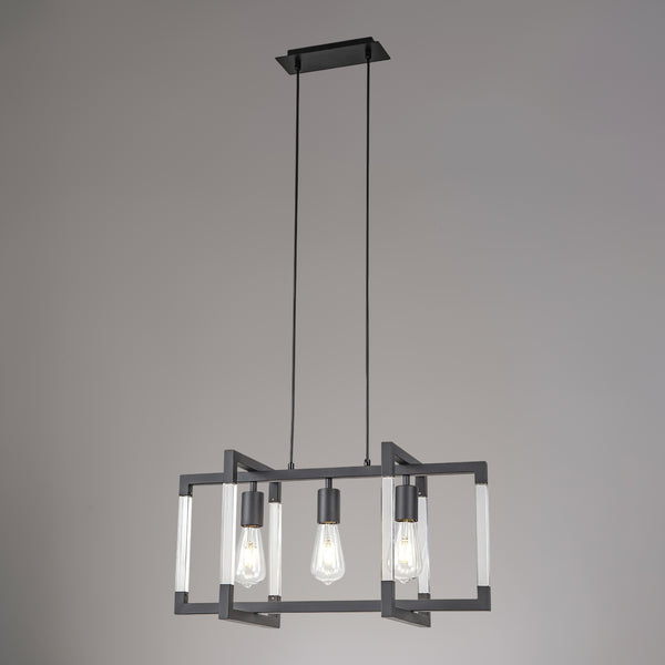 Canto 3 Light Linear Pendant in Graphite Nickel