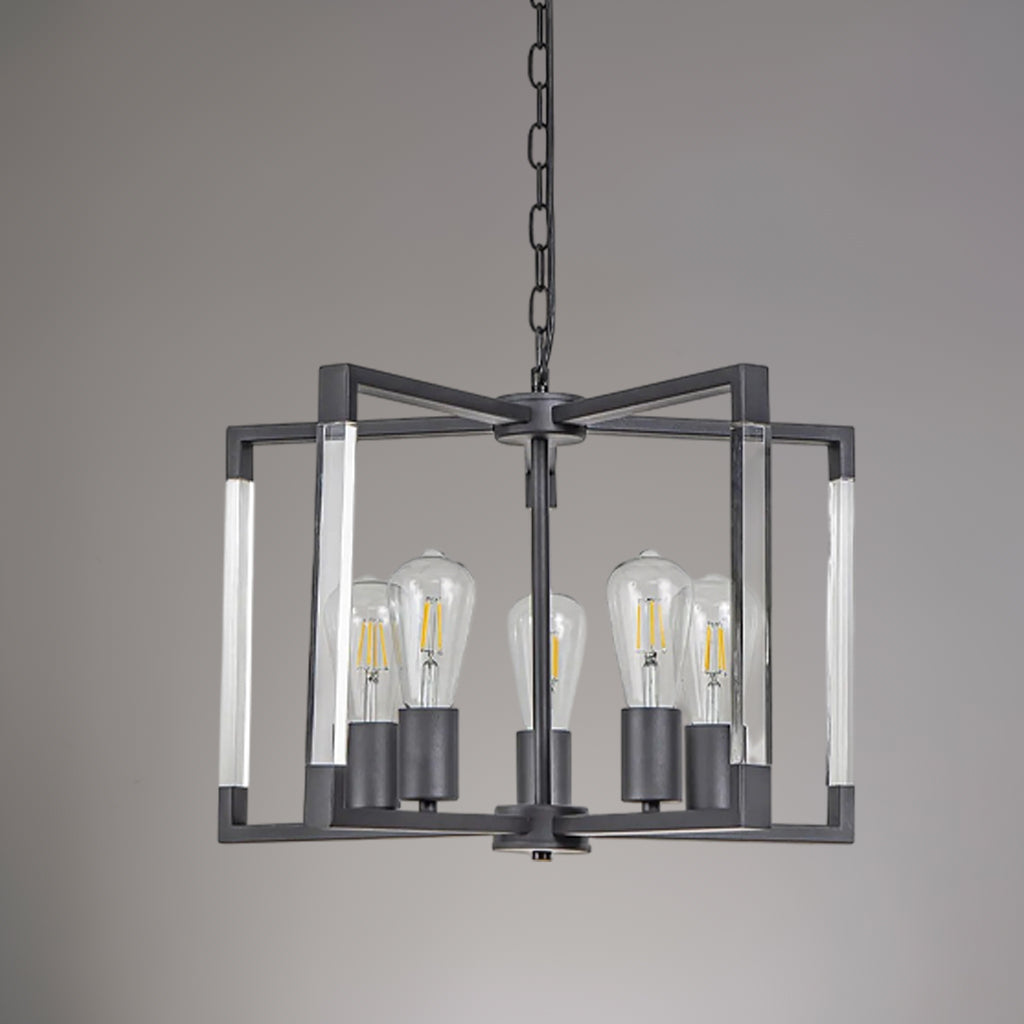 Canto 5 Light Pendant in Graphite & Clear Acrylic