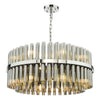 Imani Sixteen Light Pendant in Polished Chrome with Smoked Ribbed Glass Rods