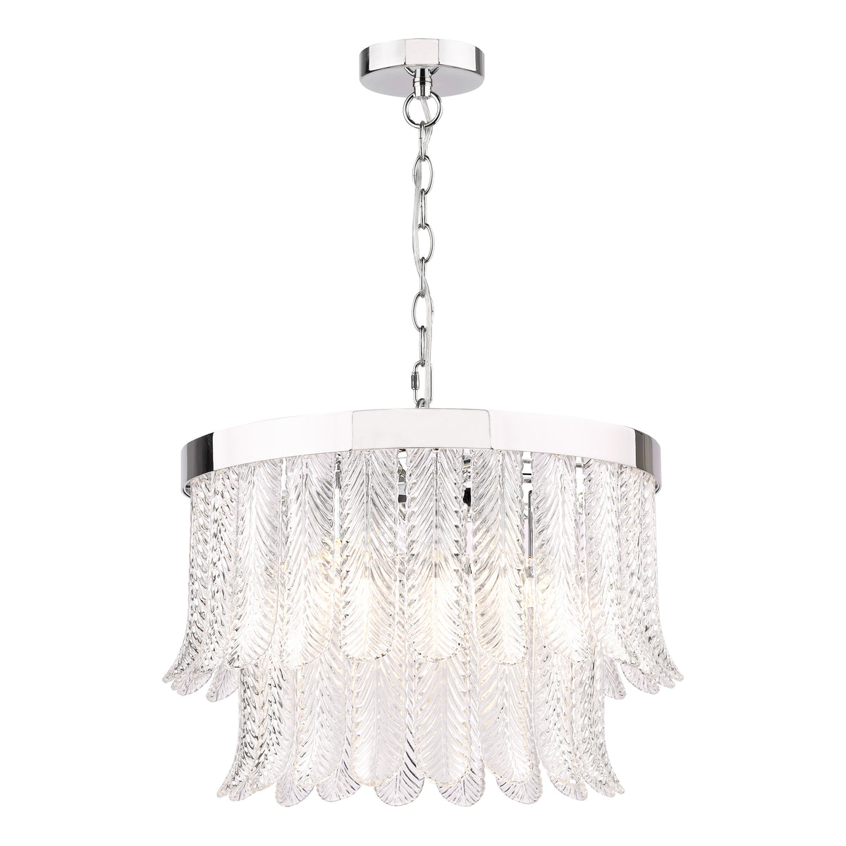 Irisen Pendant in Polished Nickel with Textured Glass