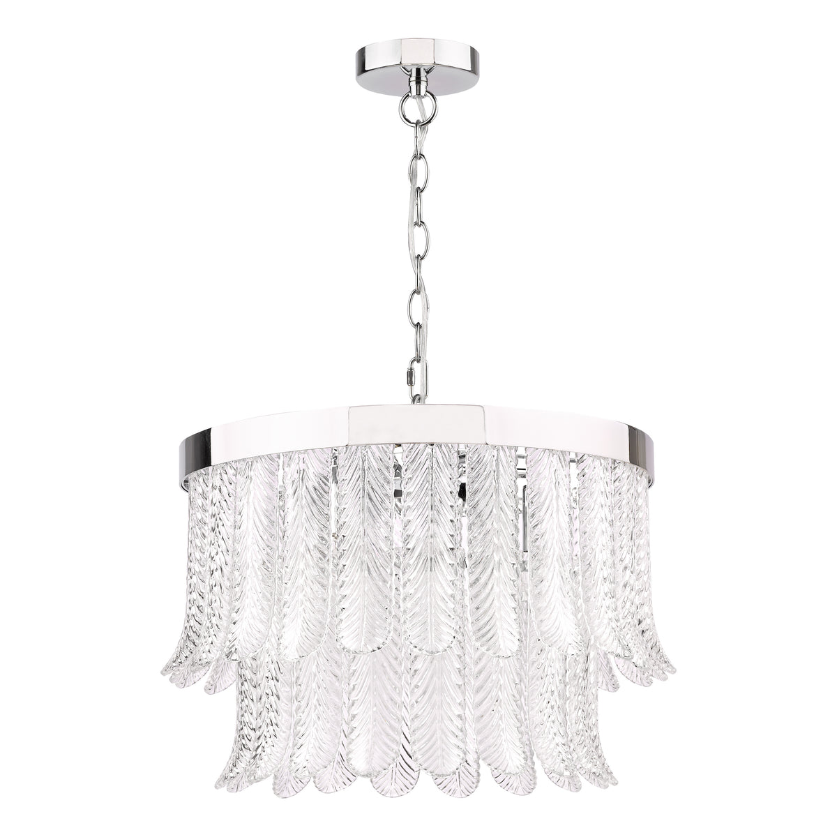 Irisen Pendant in Polished Nickel with Textured Glass