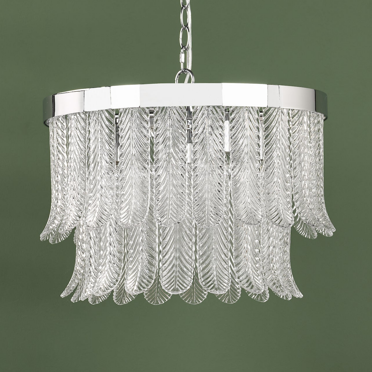 Irisen Pendant in Polished Nickel with Textured Glass