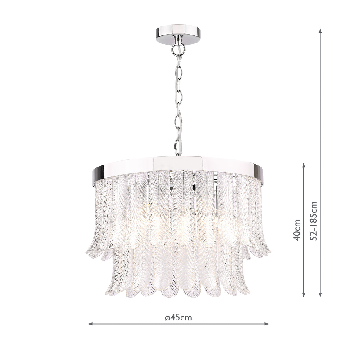 Irisen Pendant in Polished Nickel with Textured Glass
