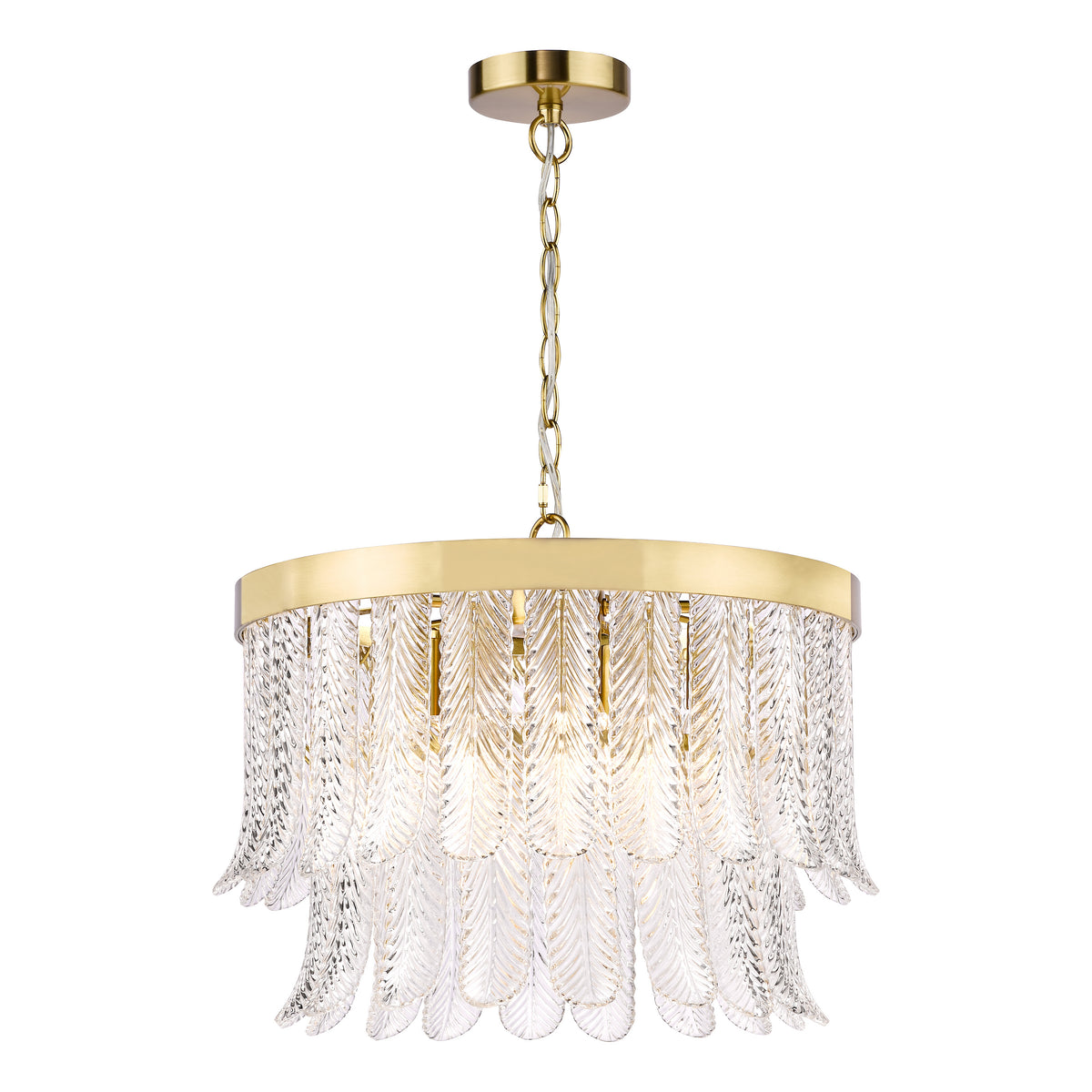 Irisen Pendant in Natural Brass with Textured Glass