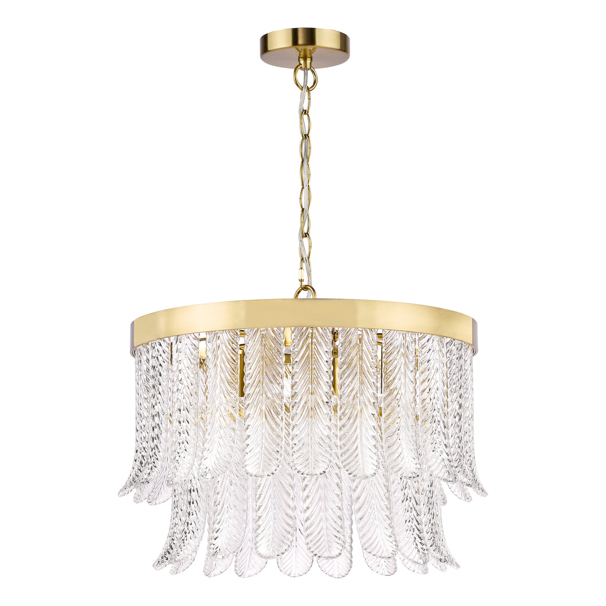 Irisen Pendant in Natural Brass with Textured Glass