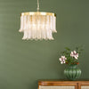 Irisen Pendant in Natural Brass with Textured Glass