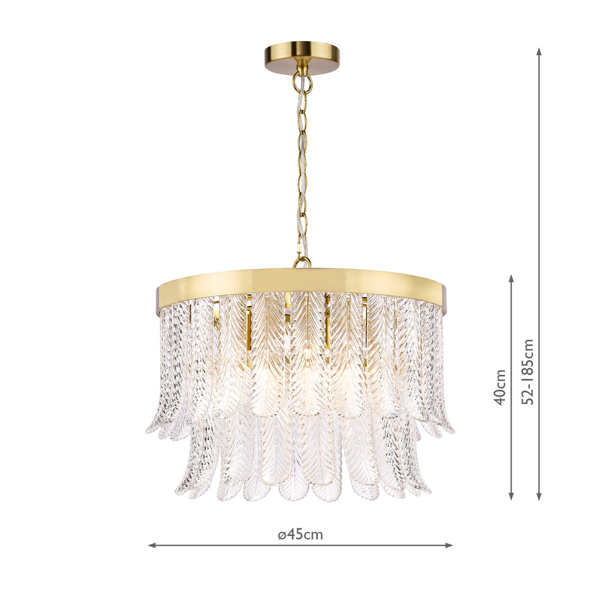 Irisen Pendant in Natural Brass with Textured Glass
