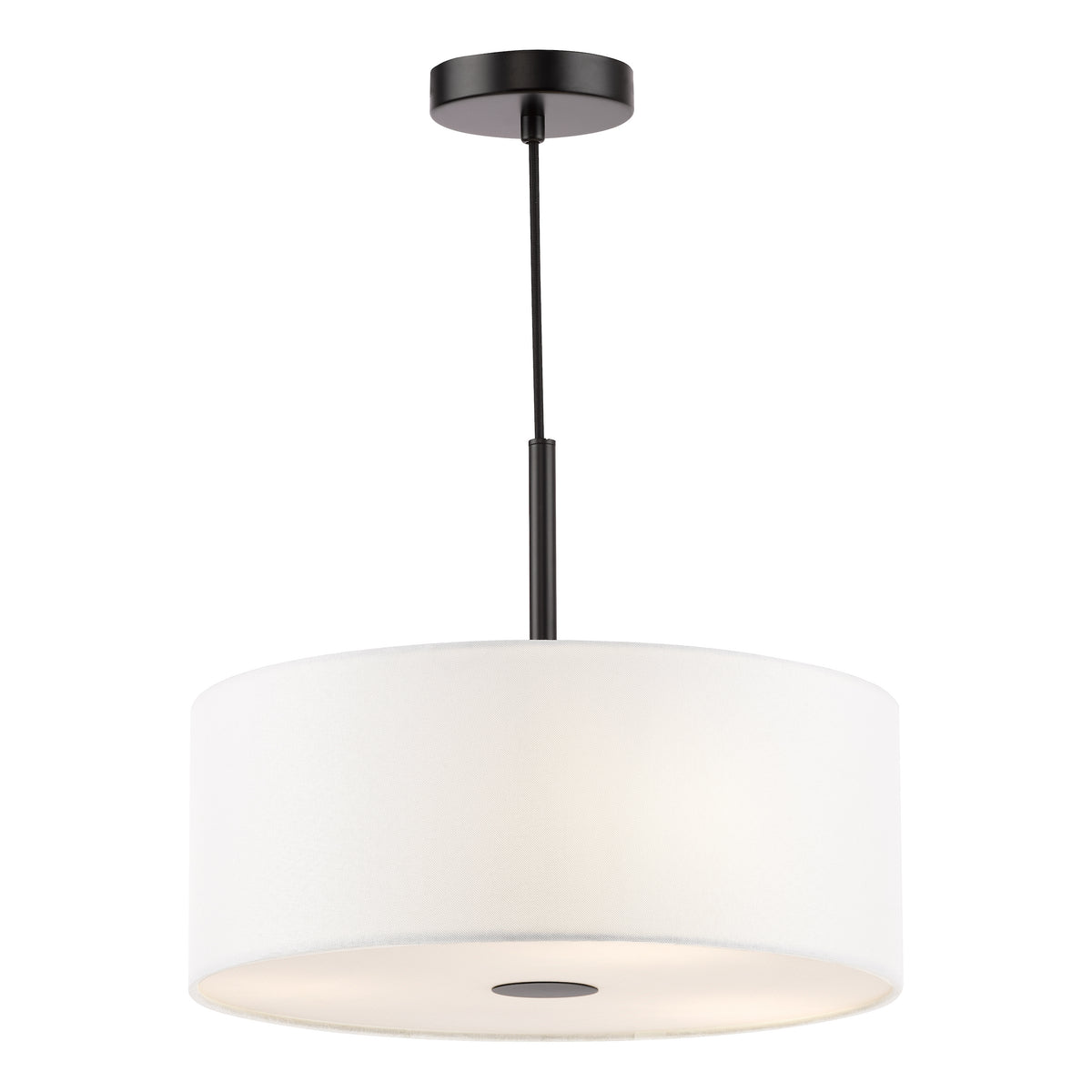 Isla 400 Three Light Pendant in Matt Black with Ivory Shade
