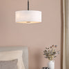Isla 400 Three Light Pendant in Matt Black with Ivory Shade