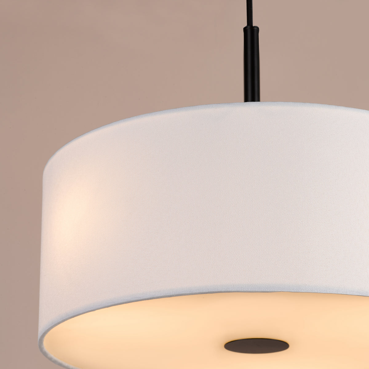 Isla 400 Three Light Pendant in Matt Black with Ivory Shade