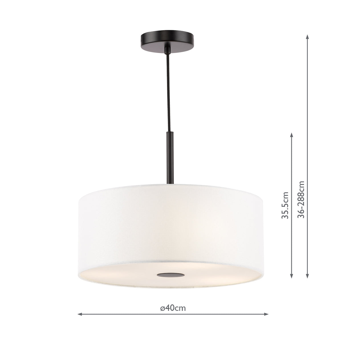 Isla 400 Three Light Pendant in Matt Black with Ivory Shade