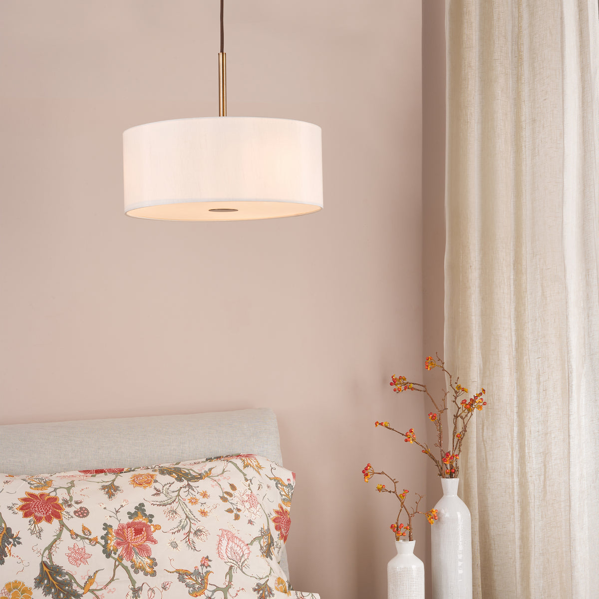 Isla 400 Three Light Pendant in Antique Bronze with Ecru Shade
