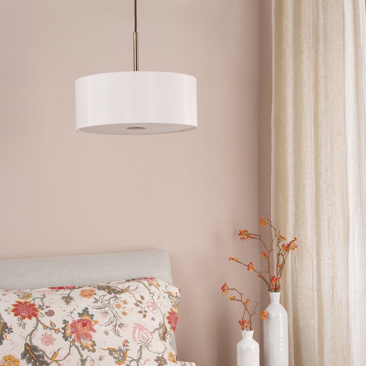 Isla 400 Three Light Pendant in Antique Bronze with Ecru Shade