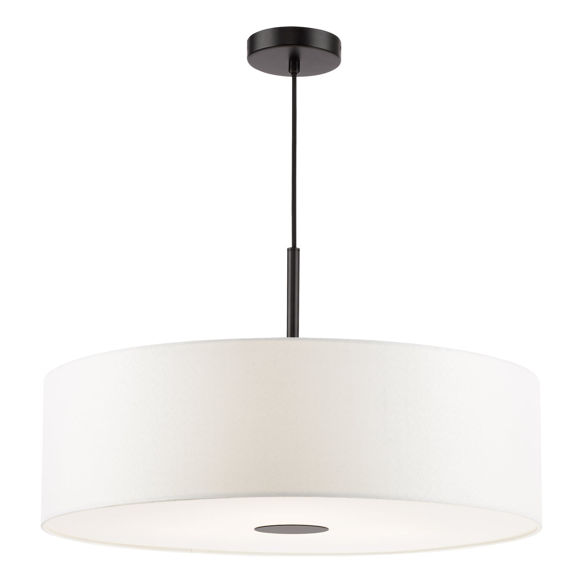 Isla 600 Three Light Pendant in Matt Black with Ivory Shade