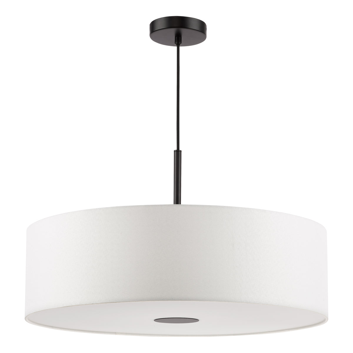 Isla 600 Three Light Pendant in Matt Black with Ivory Shade