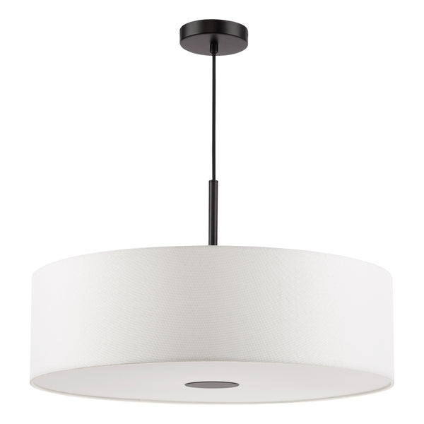 Isla 600 Three Light Pendant in Matt Black with Ivory Shade