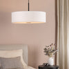 Isla 600 Three Light Pendant in Matt Black with Ivory Shade
