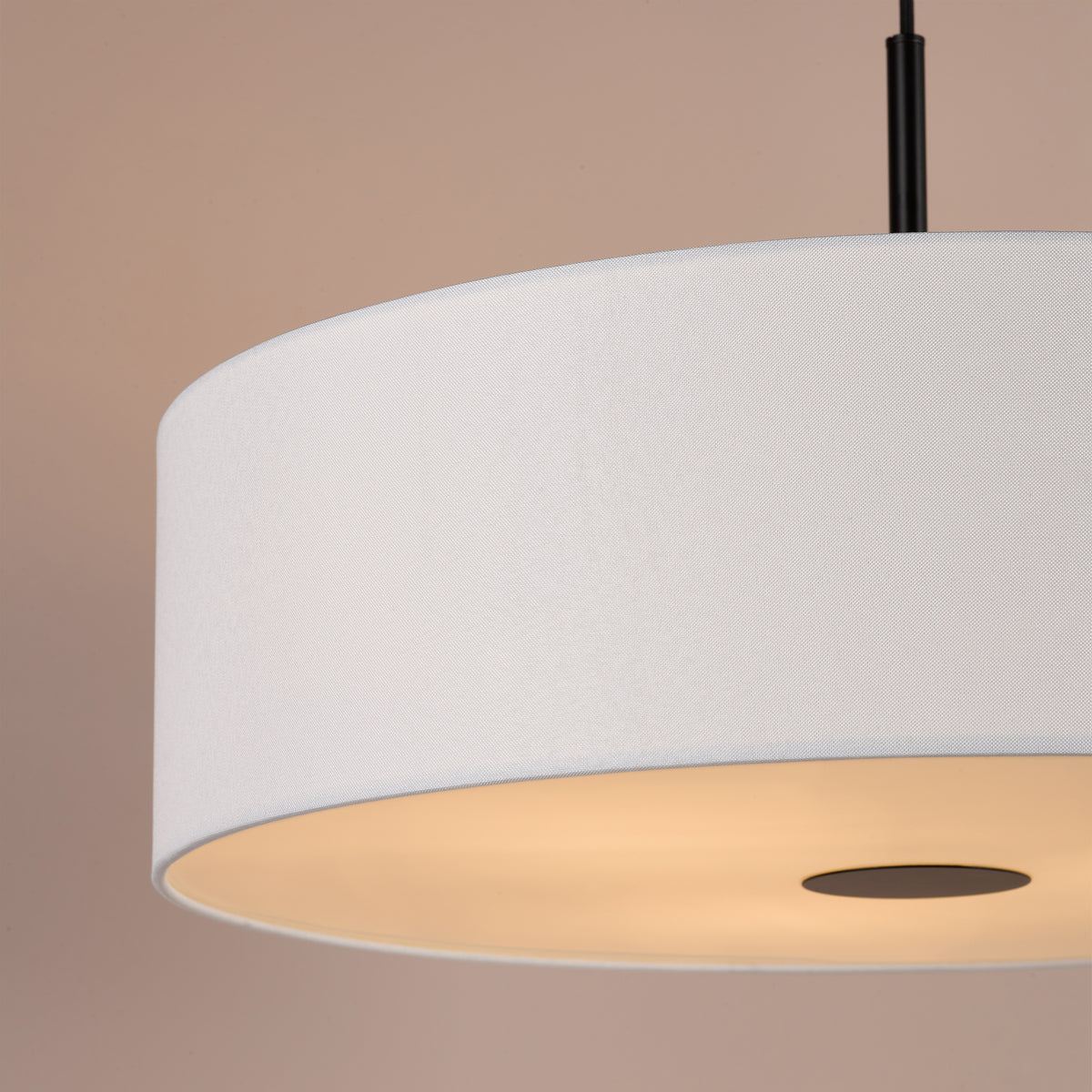 Isla 600 Three Light Pendant in Matt Black with Ivory Shade