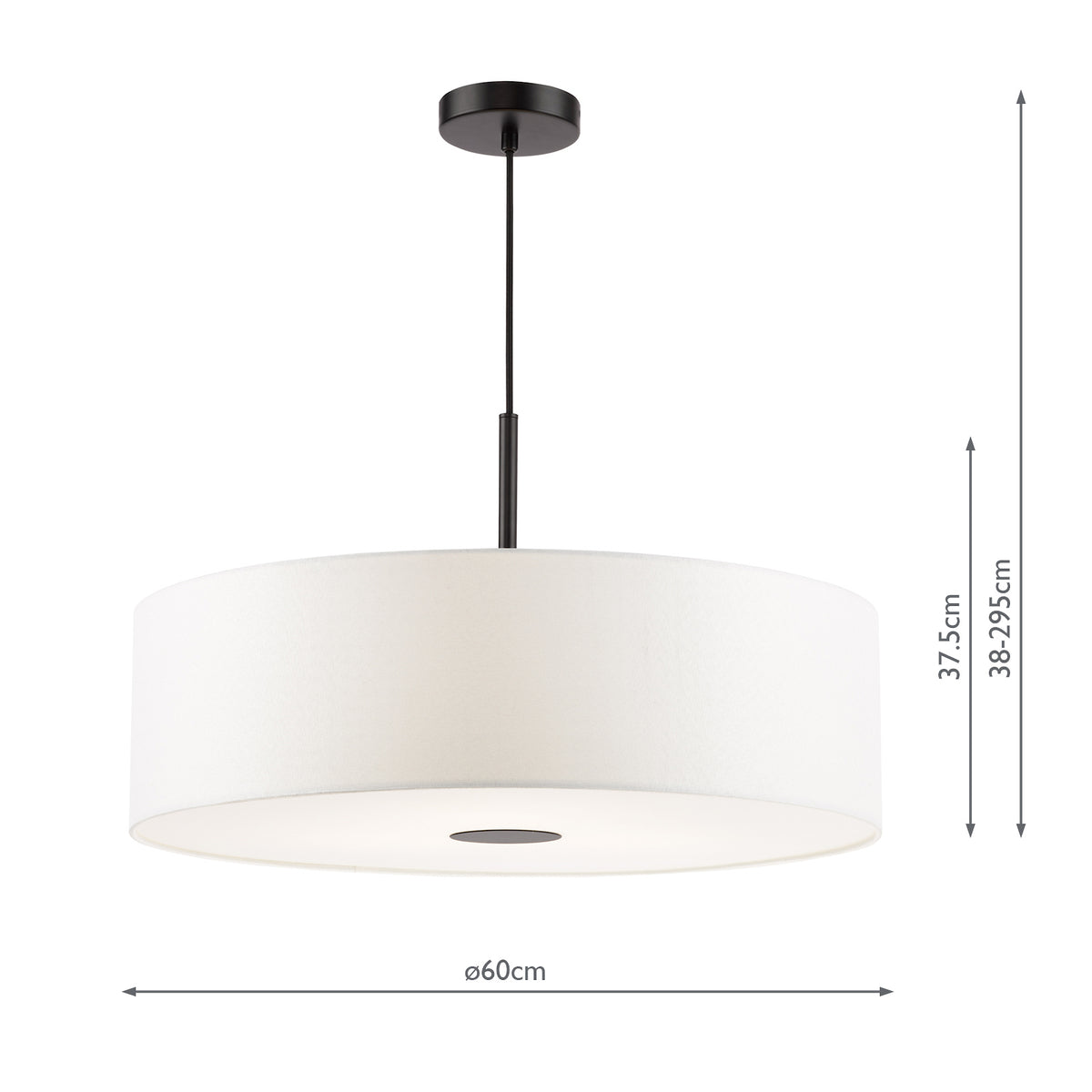 Isla 600 Three Light Pendant in Matt Black with Ivory Shade