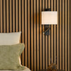 Itala Bedside Wall & LED Reading Light with in Matt Black with Ivory Cotton Shade