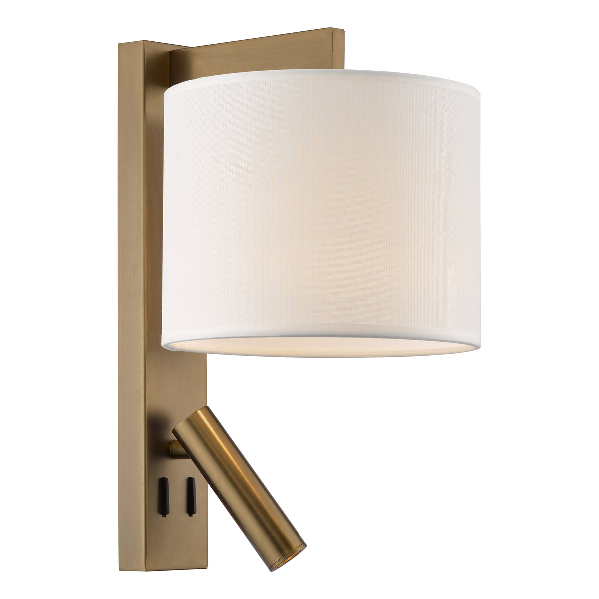 Itala Bedside Wall & LED Reading Light with in Antique Bronze with Ivory Cotton Shade