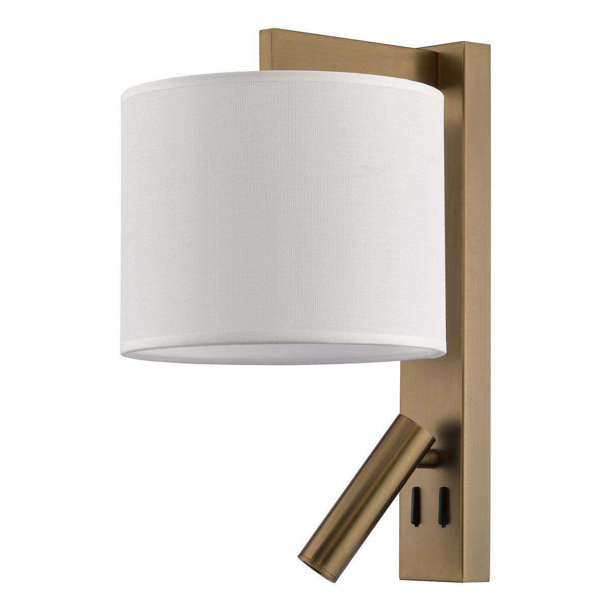 Itala Bedside Wall & LED Reading Light with in Antique Bronze with Ivory Cotton Shade